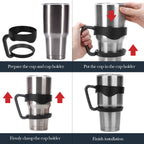 Linkidea Tumbler Handle Compatible with 30oz YETI Rambler, OZARK TRAIL Tumbler, Portable Anti Slip Travel Mug Grip, Black