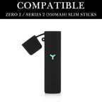 Linkidea 2 Pack Silicone Case with Cap for Series 2 (Zero 2) Slim Devices, Portable Protective Sleeve Cover for Gen 2 350mAh Handheld Stick Accessories (Black)