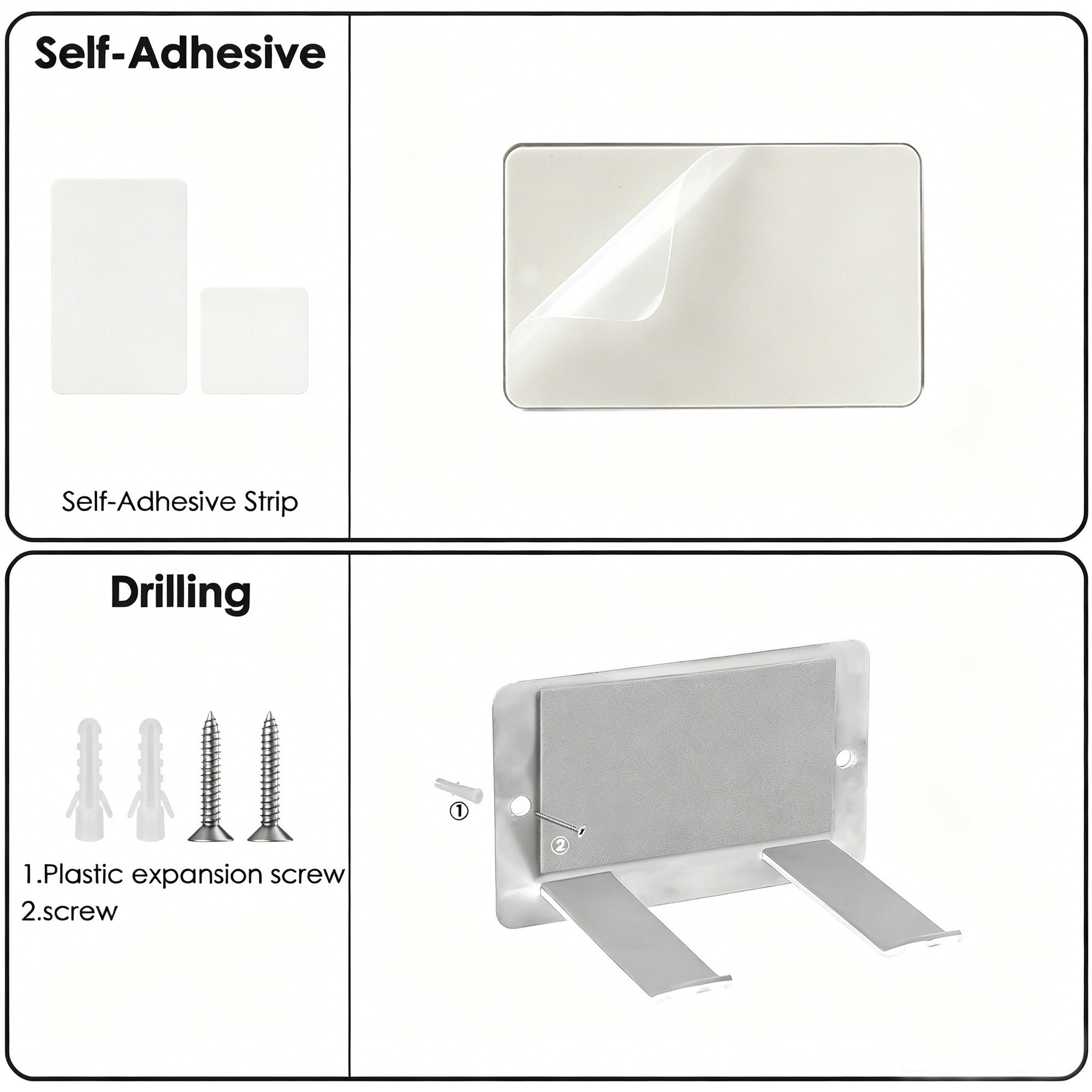 Linkidea Wall Mounted Hair Dryer Holder with Hooks, Screw or Self-Adhesive Organizer Stand, Compatible with Dyson Origin & Nural Series Hair Dryers (Silver)