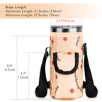 Linkidea Tumbler Carrier with Strap Compatible with YETI Rambler Tumbler 20oz, IRON °FLASK Classic Tumbler 2.0 20/24oz, Coffee Mug Sling Bag Holder, Shoulder Strap with Pocket, Cherry