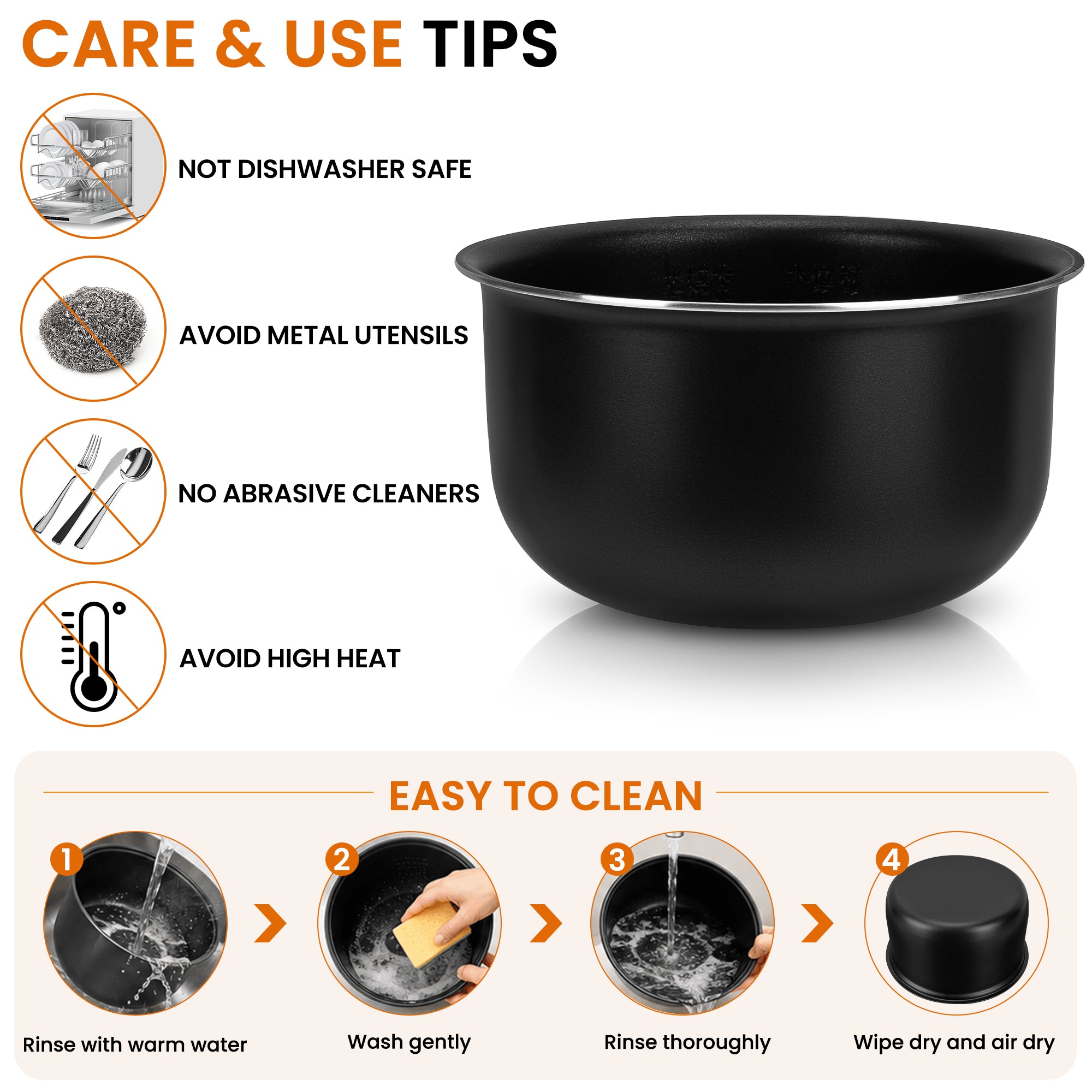 Linkidea Rice Cooker Aluminum Alloy Inner Pot Compatible with CUCKOO CR-0375FW, Nonstick Replacement Bowl