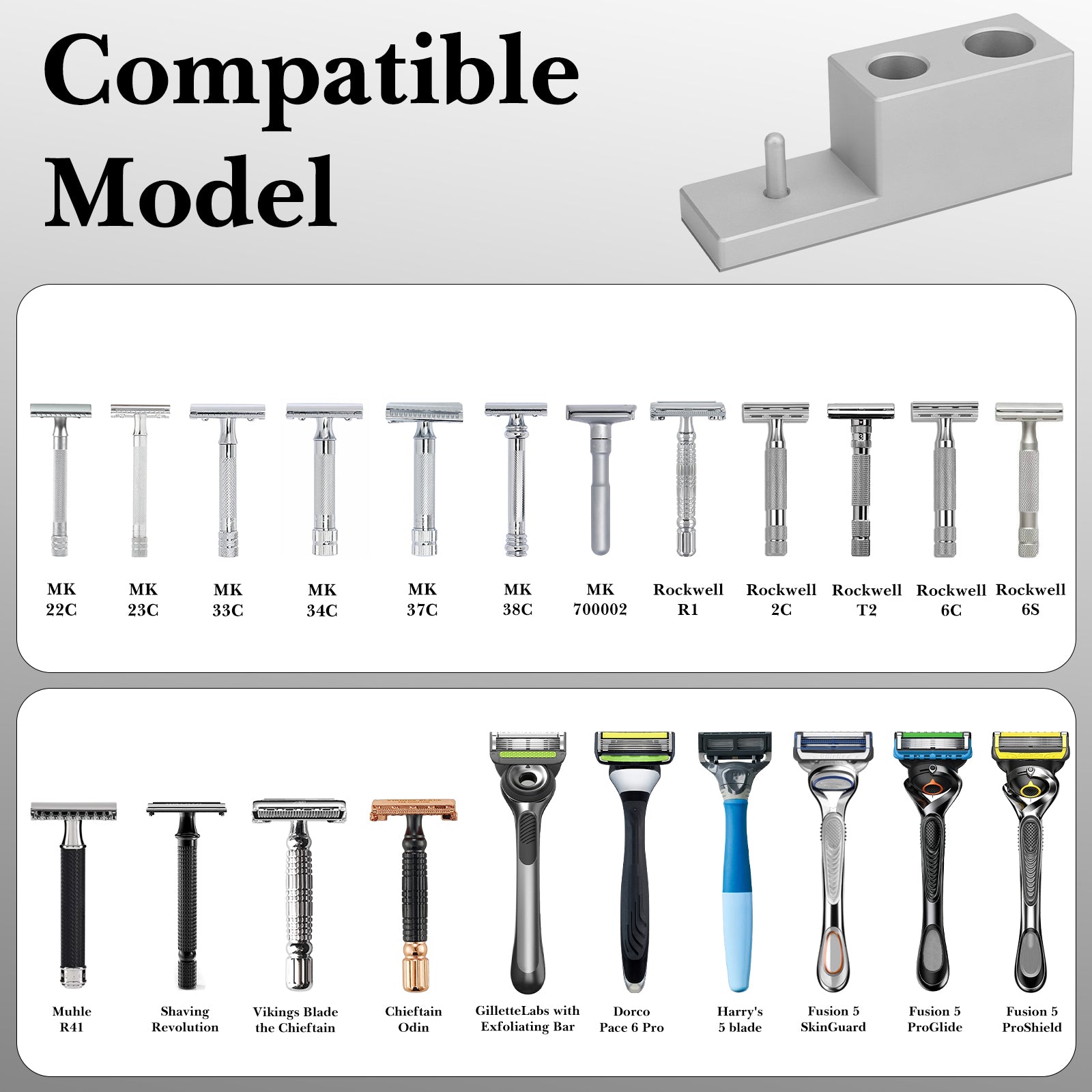 Linkidea Aluminum Alloy Razor Stand with Drainage Base , Compatible wi ...