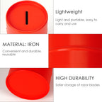 Linkidea Safety Razor Blade Disposal Container Box, Metal Razor Disposal Case Safe Bank for Storing Used Wasted Blades (Red)
