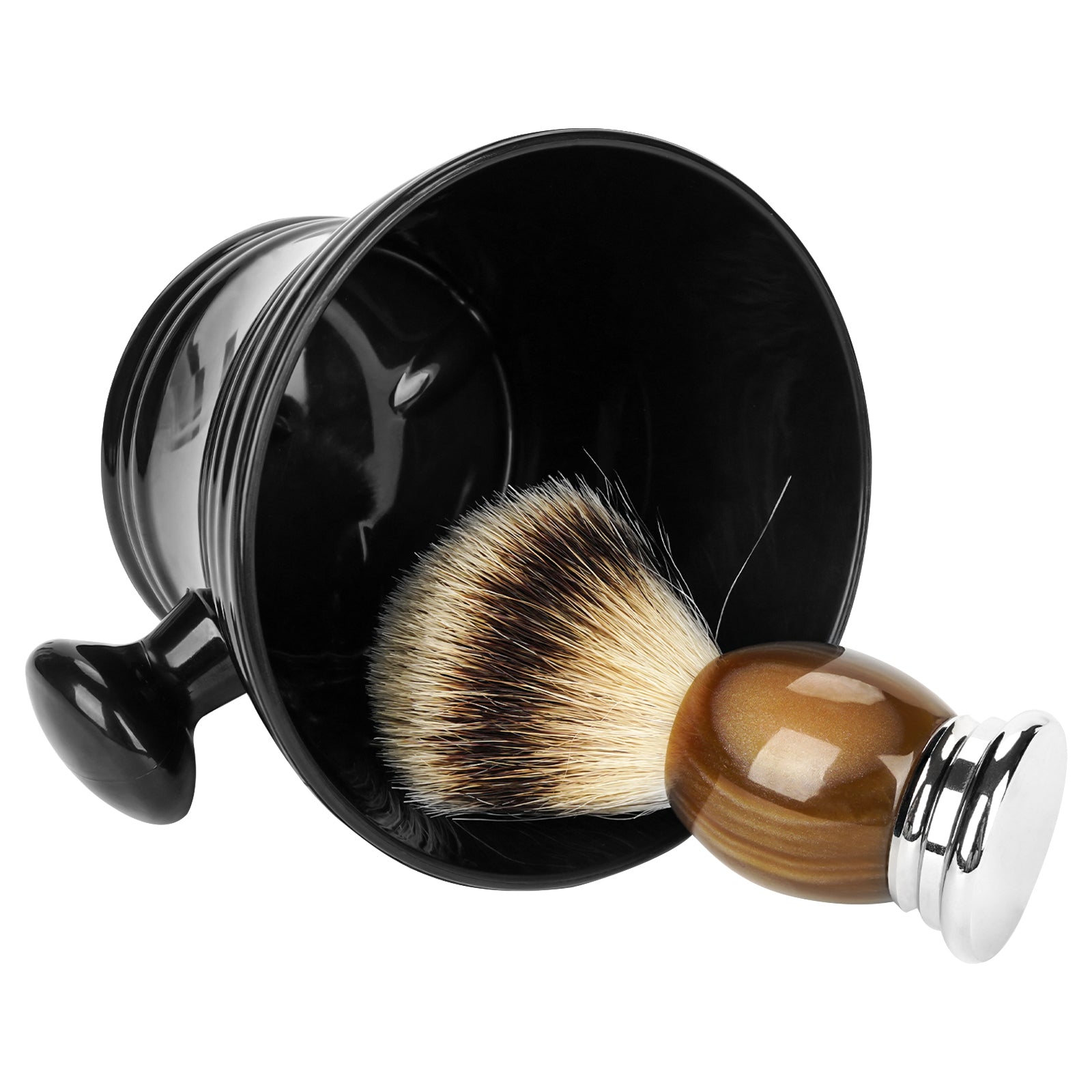 Linkidea Plastic Shaving Bowl with Handle, Deep Textured Wet Shaving Cup, Traditional Wet Shaving Shaving Mug (Black)