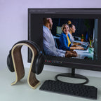 Linkidea Wooden Headphone Stand, Omega Headset Holder Desk Display Hanger for Over-Ear Gaming Headphones Compatible with Audio-Technica, Bose, AKG, Sennheiser, Beats, Sony