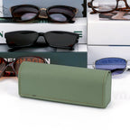 Extra Large Hard Shell Sunglasses Case, Green Vegan Leather Sun Glasses Storage Bag Pouch Organizer Compatible with Persol PO3357S PO3235S PO3366S RayBan RB3647N RB2197