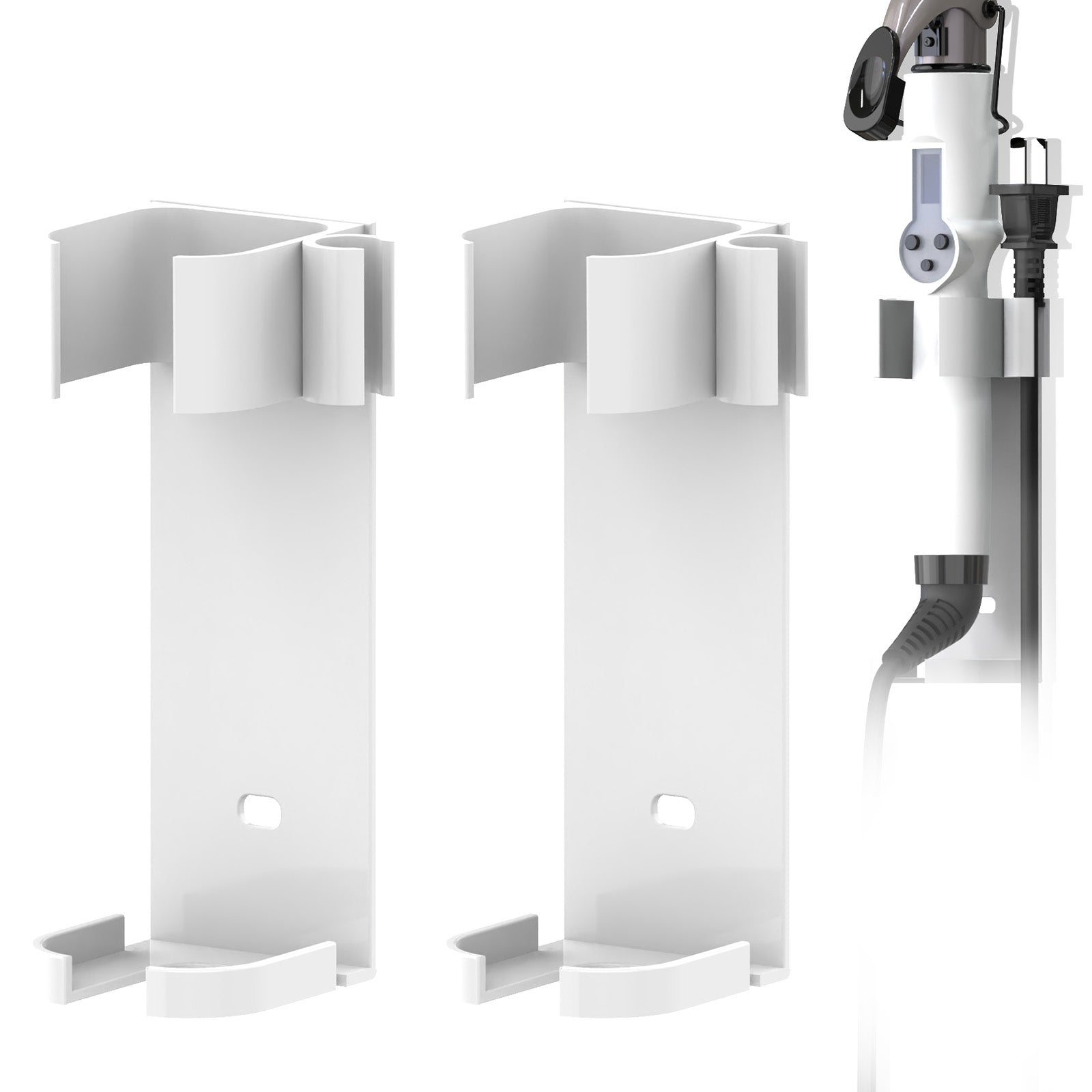 Linkidea 2 Pack Curling Iron Holder Wall Mount for Devices Diameter Under 1.38" (3.5CM), Hair Styling Tool Storage Organizer, Hairdressing Hanging Rack Stand for Flat Irons, Curling Wands (White)