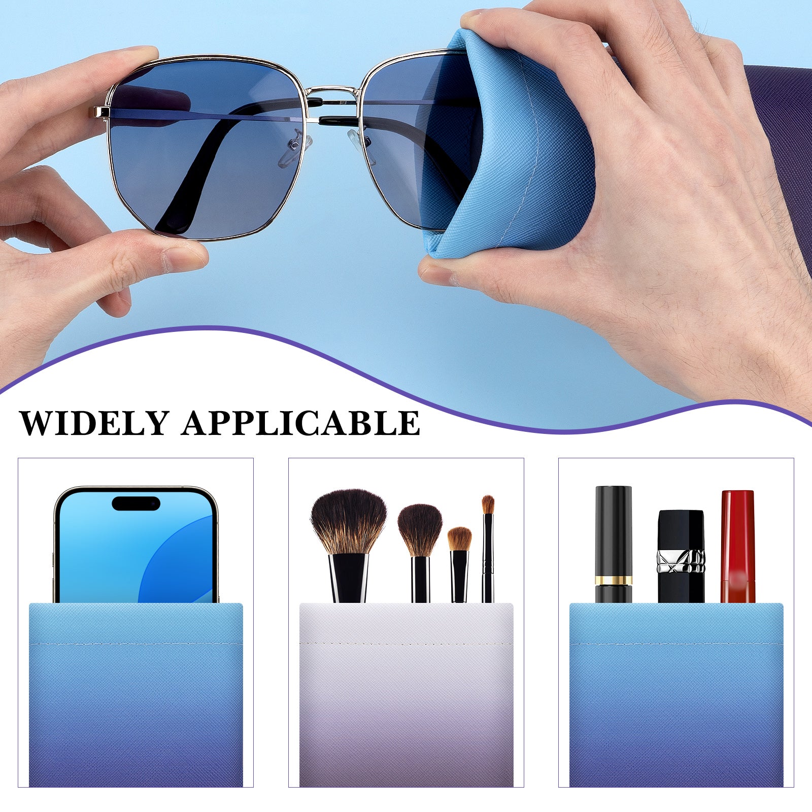 Extra Large Sunglasses Pouch Case, 2 Pack Vegan Leather Sun Glasses Organizer Soft Bag Compatible with GG0595S GG0875S RB4098 RB3825 RB4376 PO3352S PO3328S PO3311S