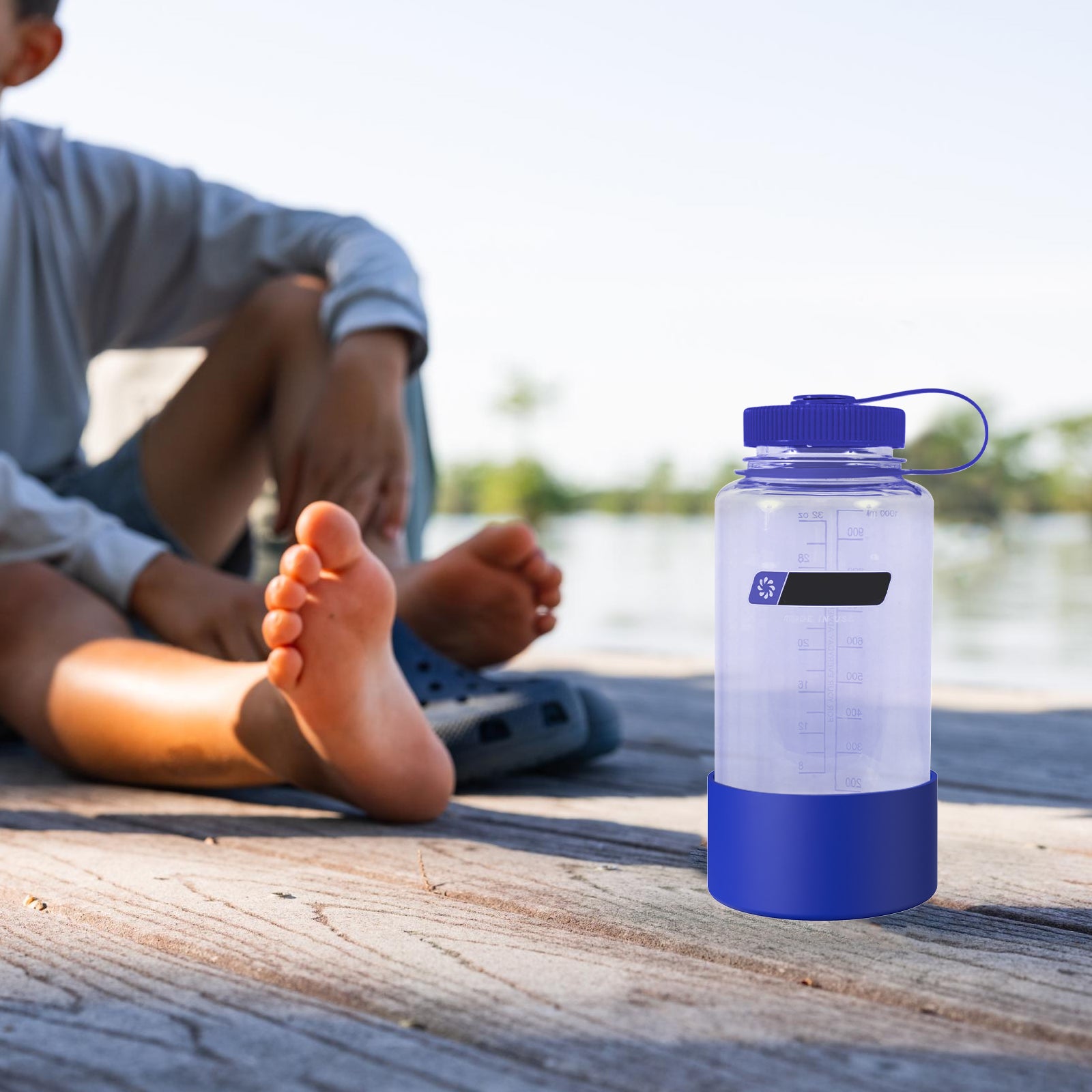 Linkidea 2 Pack Water Bottle Boot Compatible with Nalgene Sustain Wide Mouth 32oz/48oz, Narrow Mouth 32oz, Silicone Anti-Slip Bottle Bottom Bumper Protector (Navy Blue)