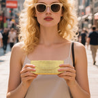 Extra Large Hard Shell Sunglasses Case, 2 Pack Gold & Silver Metal Eyewear Storage Bag Organizer Compatible with Rayban RB8089 RB4098 RB3825 RB4376 RB4191