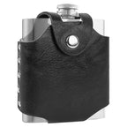 Linkidea Leather Lightweight Flask Case, Portable Belt Pouch Compatible with 6 oz Hip Flask, Travel Accessory for Men (Black / Case Only)