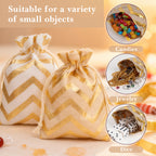 Linkidea 12 PCS Burlap Gift Drawstring Bags, 5.5'' x 3.9'' Striped Linen Pouch for Party Favors, Candy, Jewelry, Rustic Wedding Decoration(Striped Pattern)