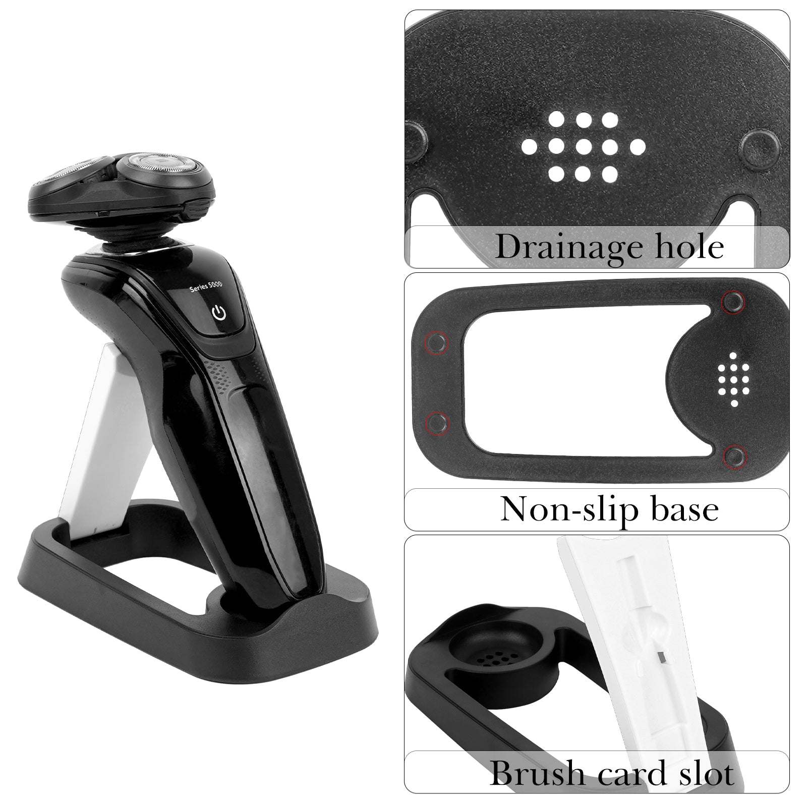 Linkidea Electric Razor Holder for Men, Folding Shaver Storage Stand, Shower Organizer Compatible with Philips Shaver 2400, Braun Series 3, 5, 6 (Black)