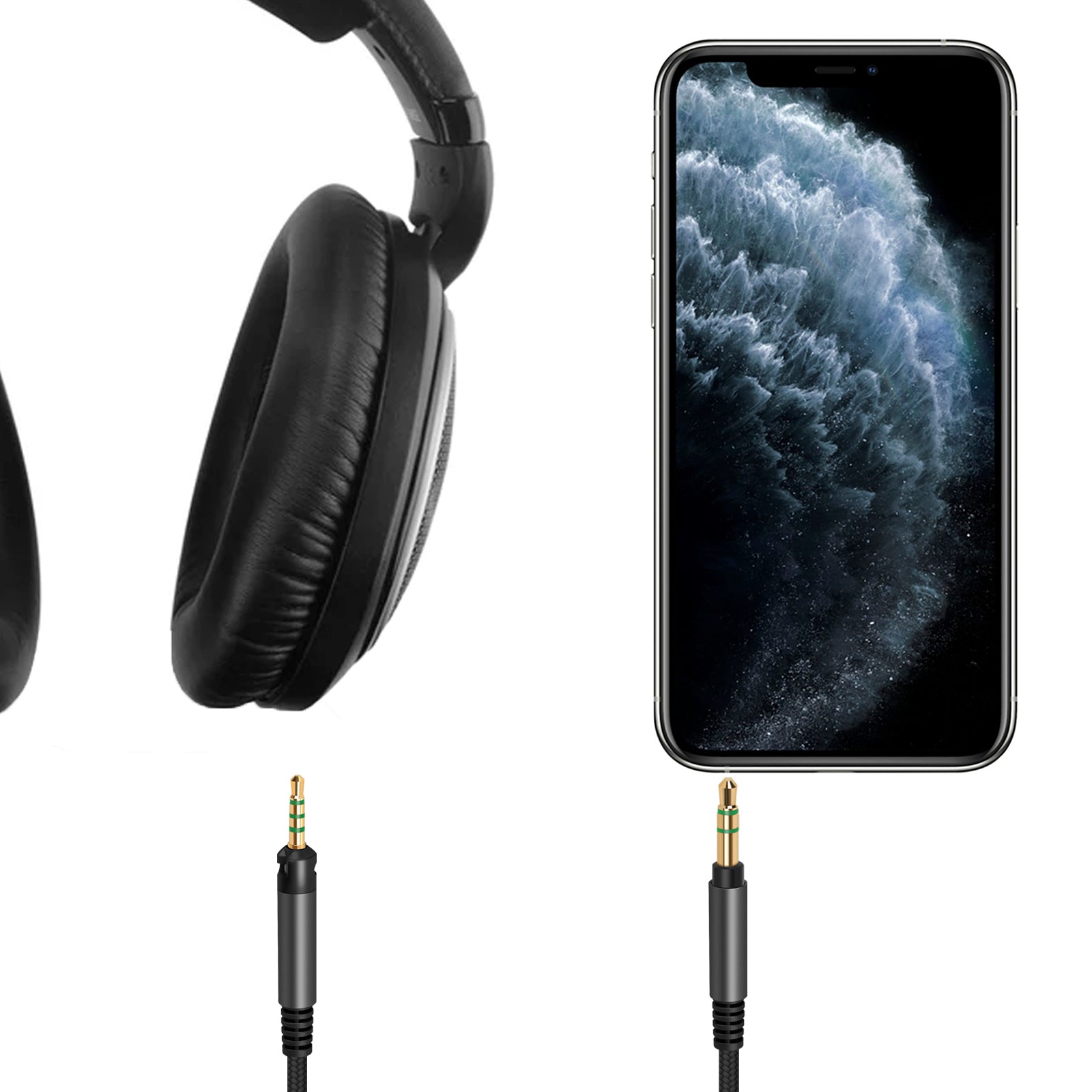 Linkidea Audio Cable for HD620S HD599 HD598SR HD579 HD569 HD560S HD559 HD558 HD550 HD505 HD400 PRO Headphones, 2.5mm to 3.5mm Replacement Aux Cord (5.6ft / 1.7m)