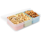Linkidea 1 Set Snack Containers with 3 Removable Compartments, Reusable Food Prep Storage Box with Lids, Safe in Refrigerators, Microwaves, Dishwashers