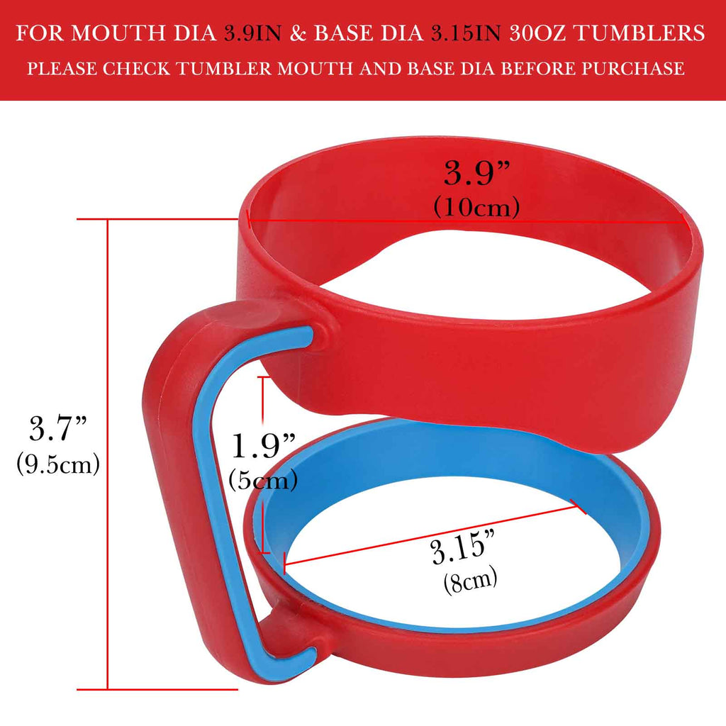 Linkidea Tumbler Handle Compatible with 30oz YETI Rambler, OZARK TRAIL Tumbler, Portable Anti Slip Travel Mug Grip, Red