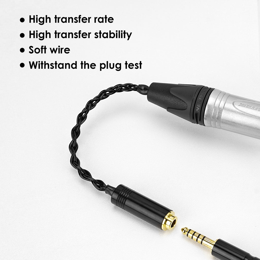 Linkidea 4-Pin XLR Male to 4.4mm Female Balanced Headphone Adapter Cable, OCC Silver-Plated Copper Audio Converter for Headphone Amplifiers, DAC Amps, Balanced Headphone Cables, 8 in