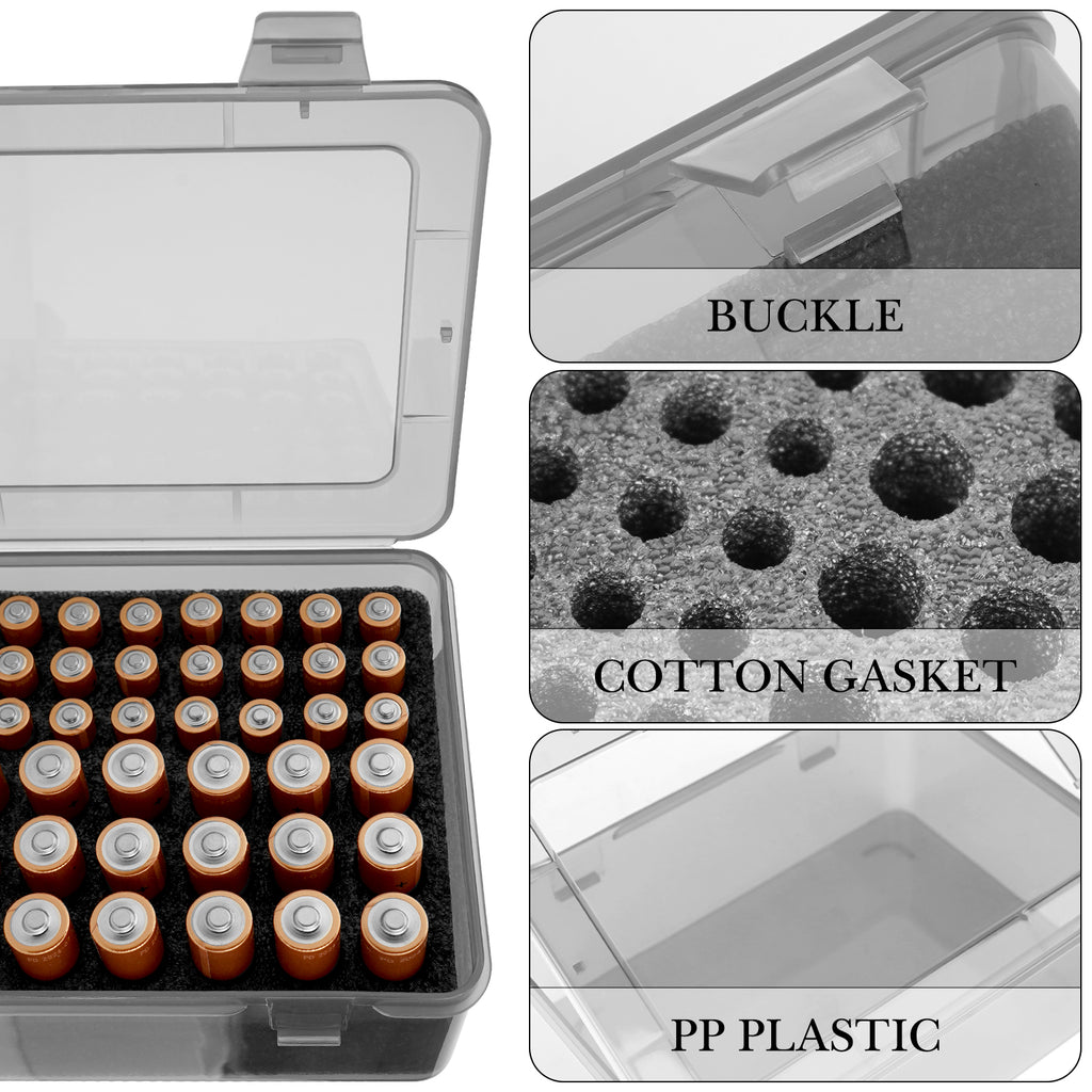 Linkidea Battery Organizer Case Holds 24 AA & 30 AAA Batteries, Durable Portable Storage Box for Home, Travel, Camping, Large Capacity Batteries Storage Solution