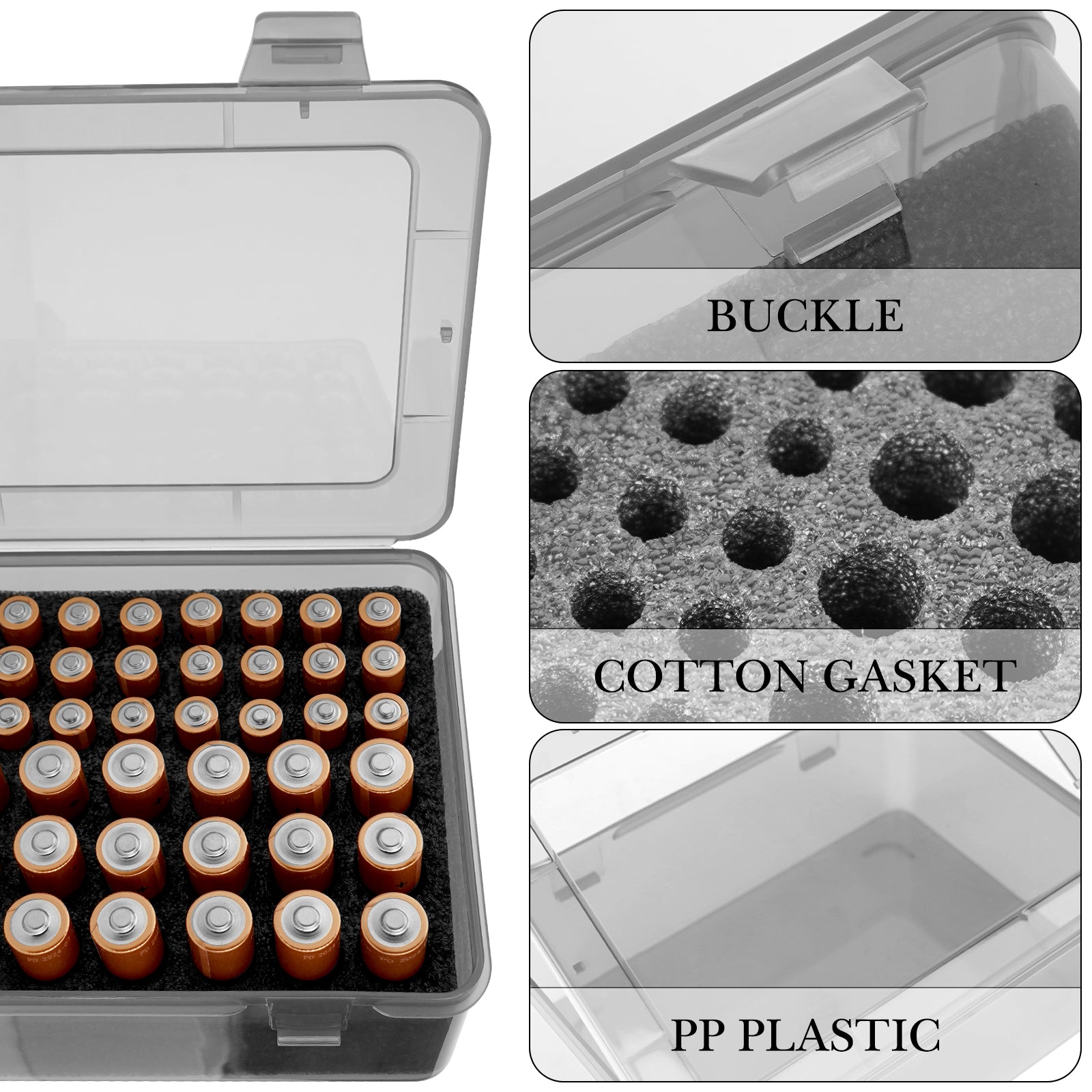 Linkidea Battery Organizer Case Holds 24 AA & 30 AAA Batteries, Durable Portable Storage Box for Home, Travel, Camping, Large Capacity Batteries Storage Solution