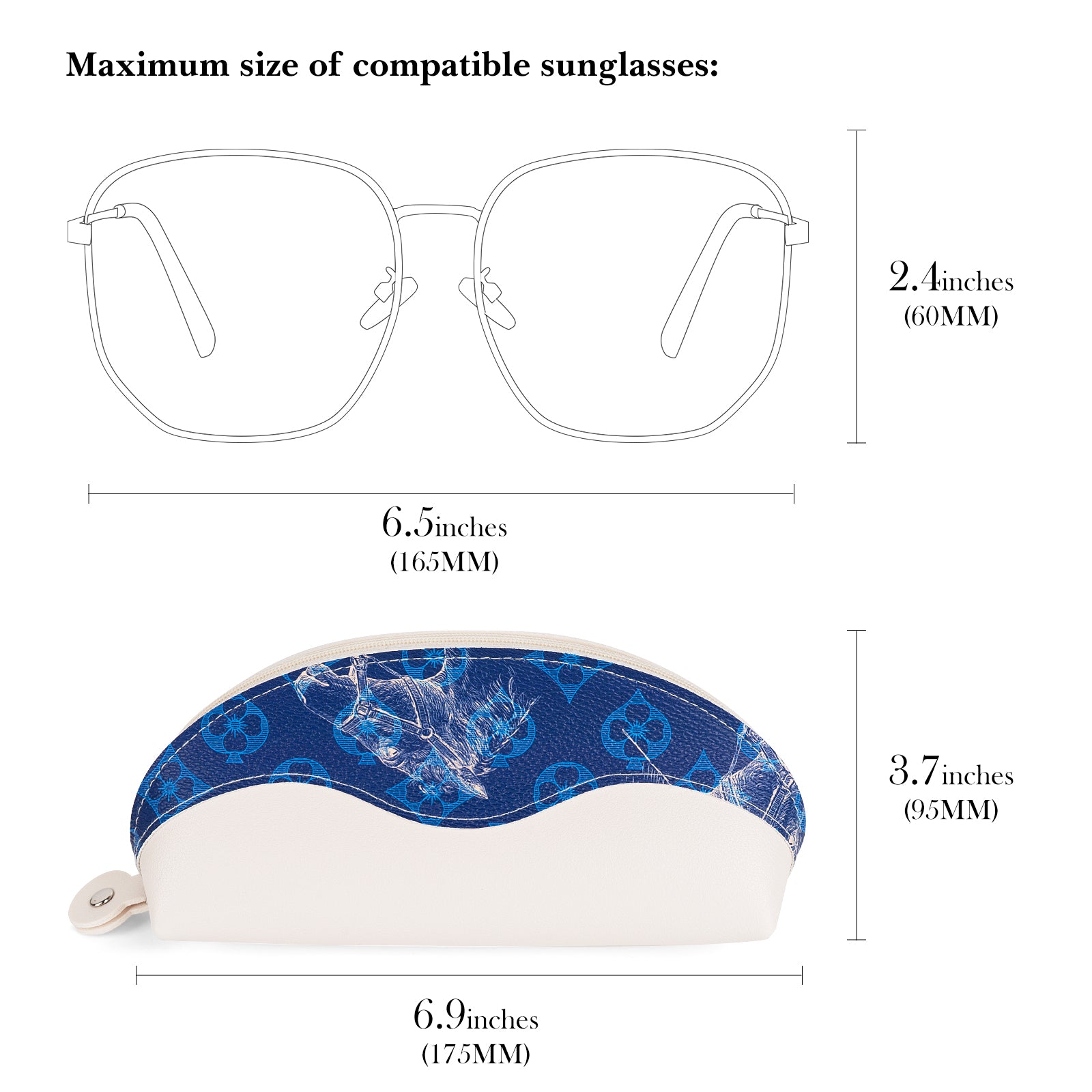 Extra Large Sunglasses Pouch Case, Vegan Leather Sun Glasses Organizer Soft Bag Compatible with DIOR Missdior B1U EverDior A1U Gucci GG0595S GG0875S GG0351S Versace VE4395 VE2230B (XXL)