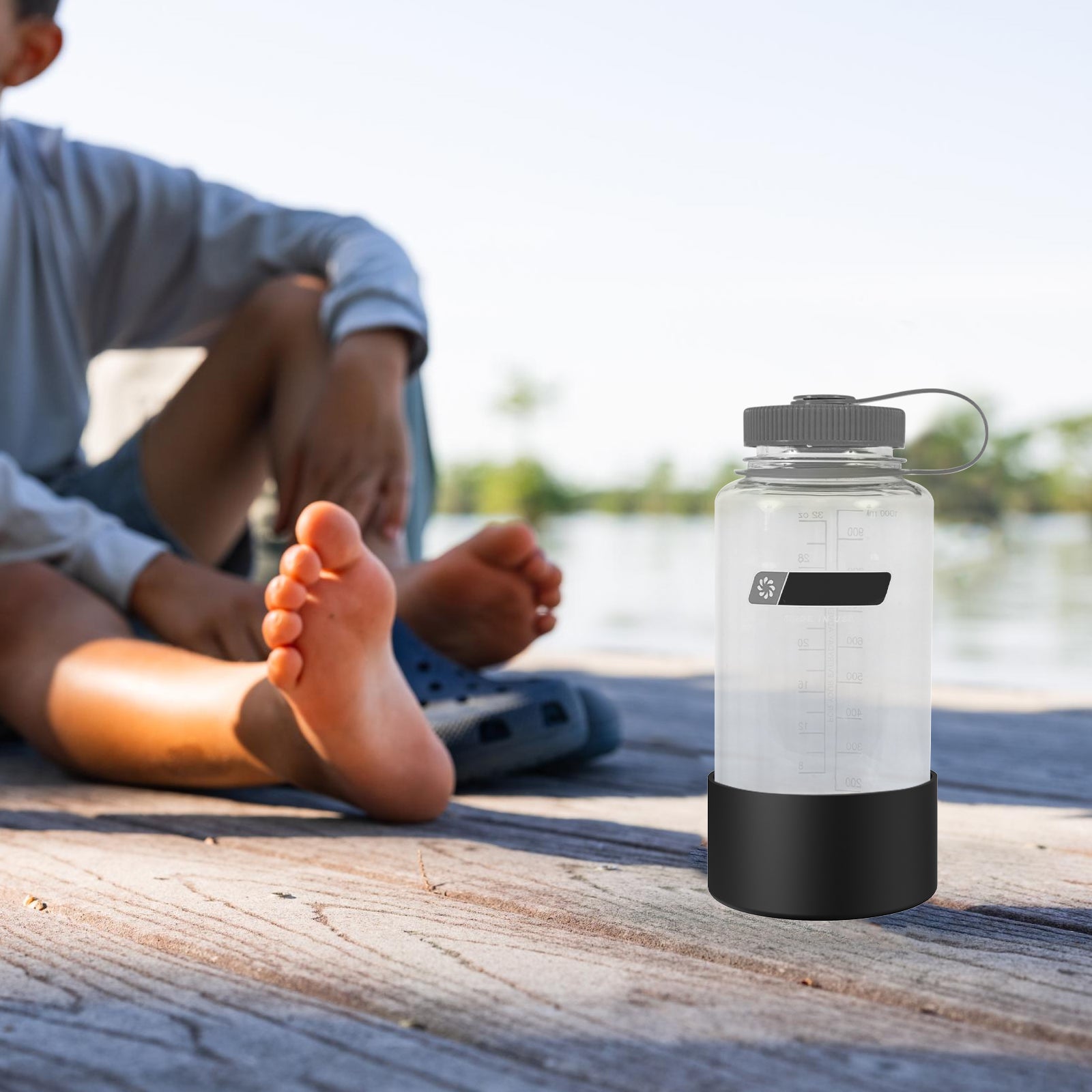 Linkidea 2 Pack Water Bottle Boot Compatible with Nalgene Sustain Wide Mouth 32oz/48oz, Narrow Mouth 32oz, Silicone Anti-Slip Bottle Bottom Bumper Protector (Black)