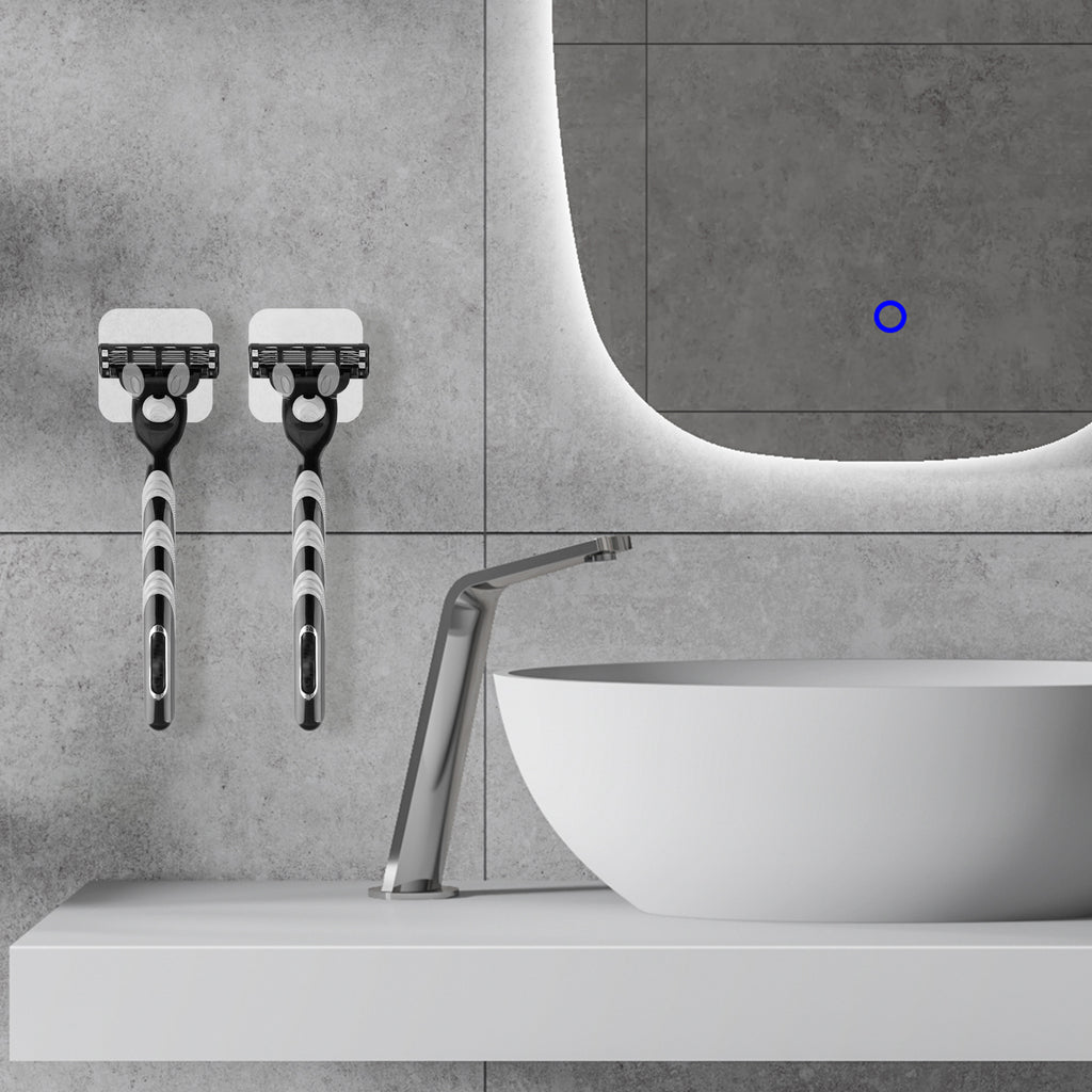 Linkidea 5 Pack Plastic Wall Mounted Razor Holder, Self-Adhesive Shaver Hook for Bathroom Shower, Space-Saving Storage Compatible with Gillette Vector 3 Razors
