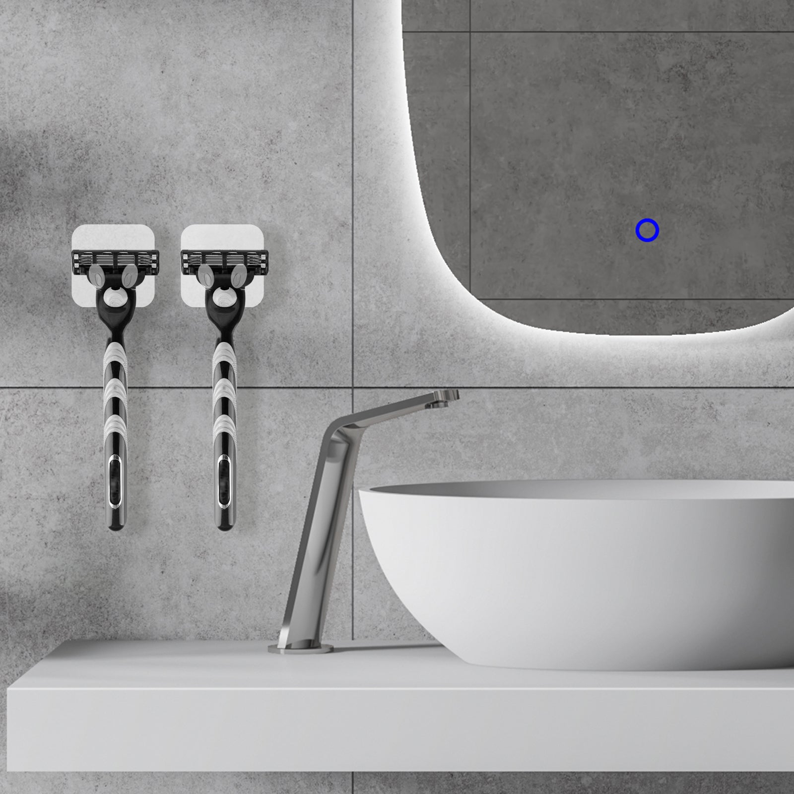 Linkidea 5 Pack Plastic Wall Mounted Razor Holder, Self-Adhesive Shaver Hook for Bathroom Shower, Space-Saving Storage Compatible with Gillette Vector 3 Razors
