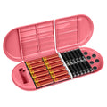 Linkidea Battery Storage Case With Tester, Portable Organizer for 12 AA, 12 AAA, Flat Batteries, Single Layer Storage Box (Pink)