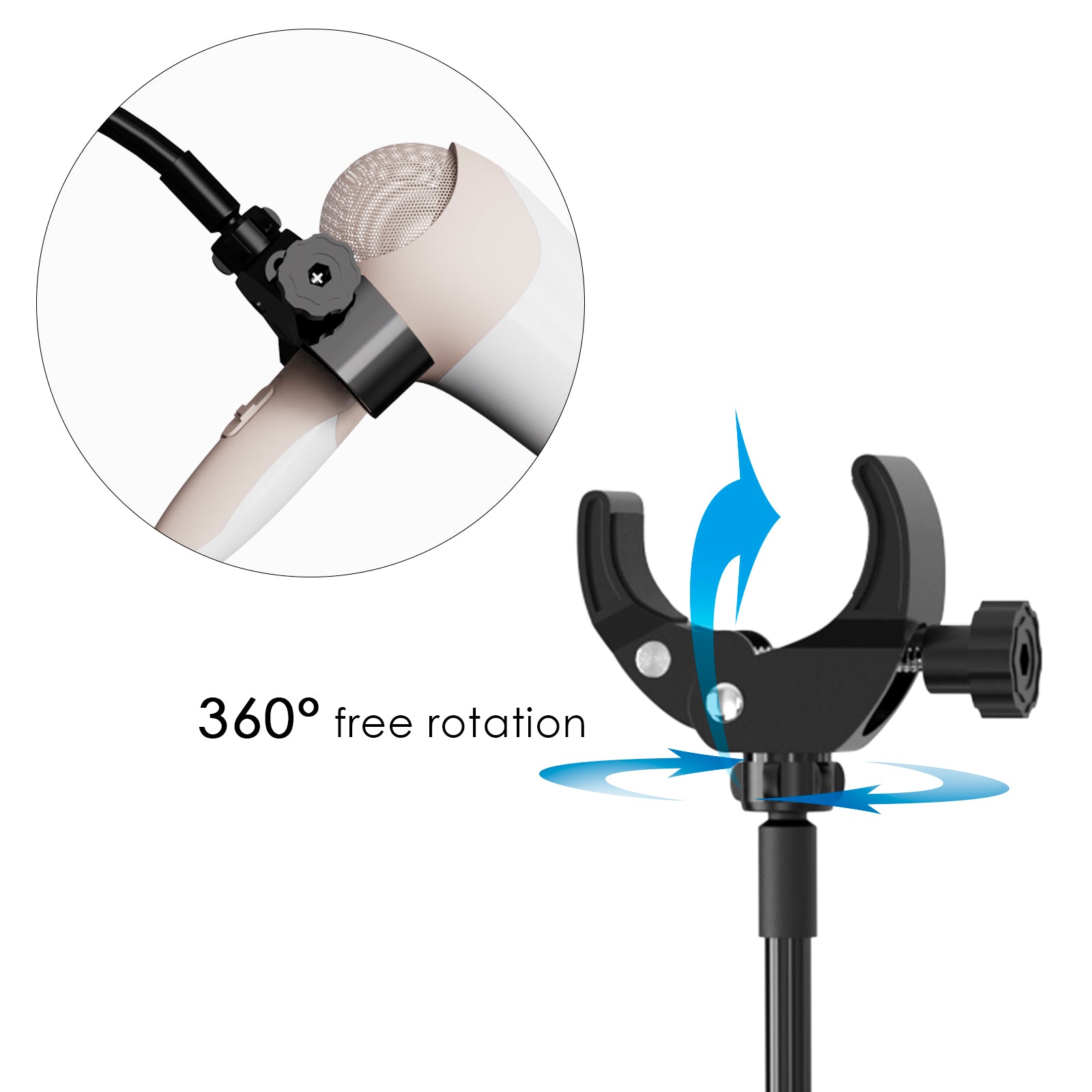 Linkidea Lazy Hair Dryer Stand, 360 Degree Rotating Blow Dryer Holder Hands-Free, Adjustable Height Hair Dryer Rack with Heavy Base for Home Salon