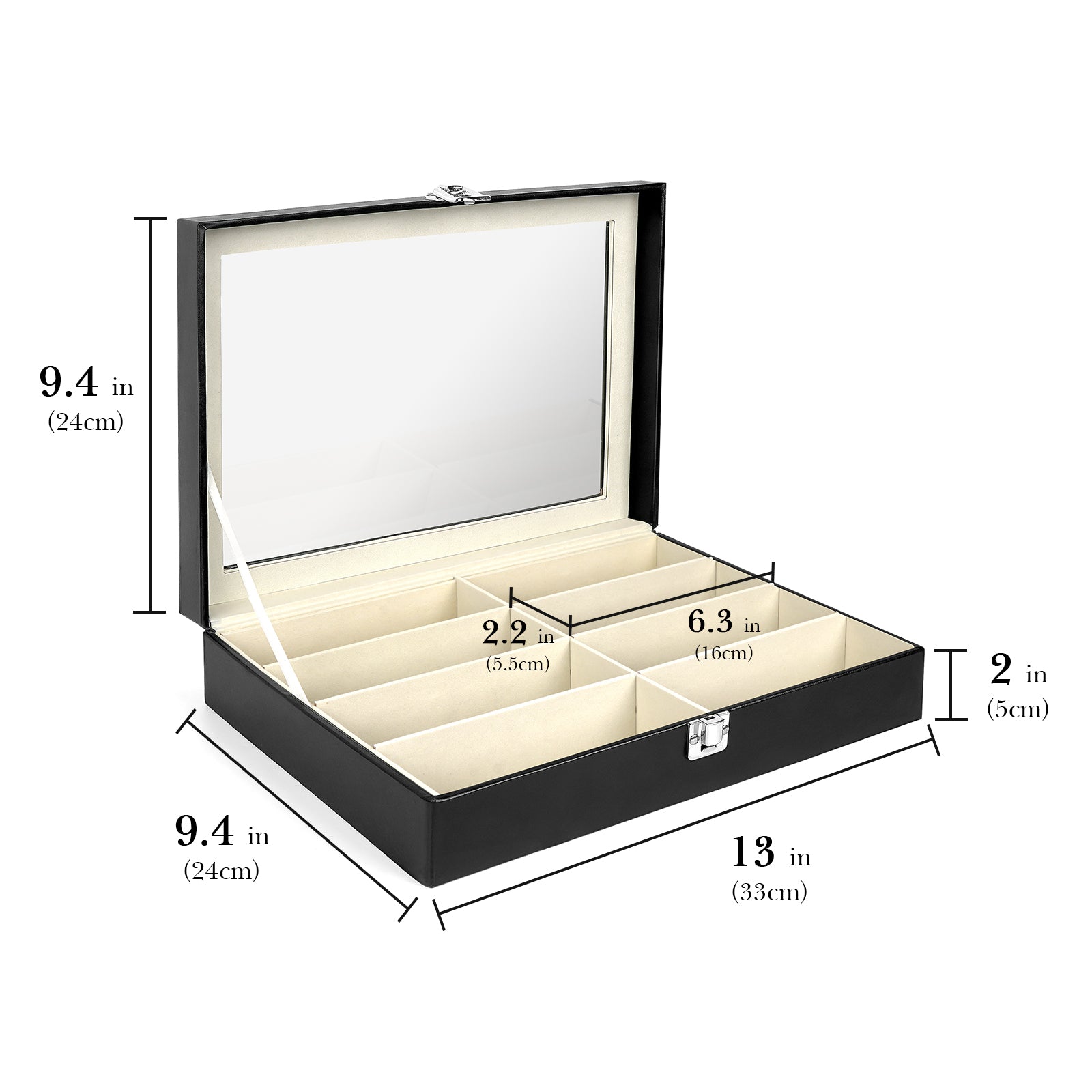 Sunglass Organizer for Extra Large Sunglasses, 8 Slot Glass Top Lidded Sunglass Storage Box, Eyewear Collector Display Case Compatible with Gucci GG0876S GG0875S