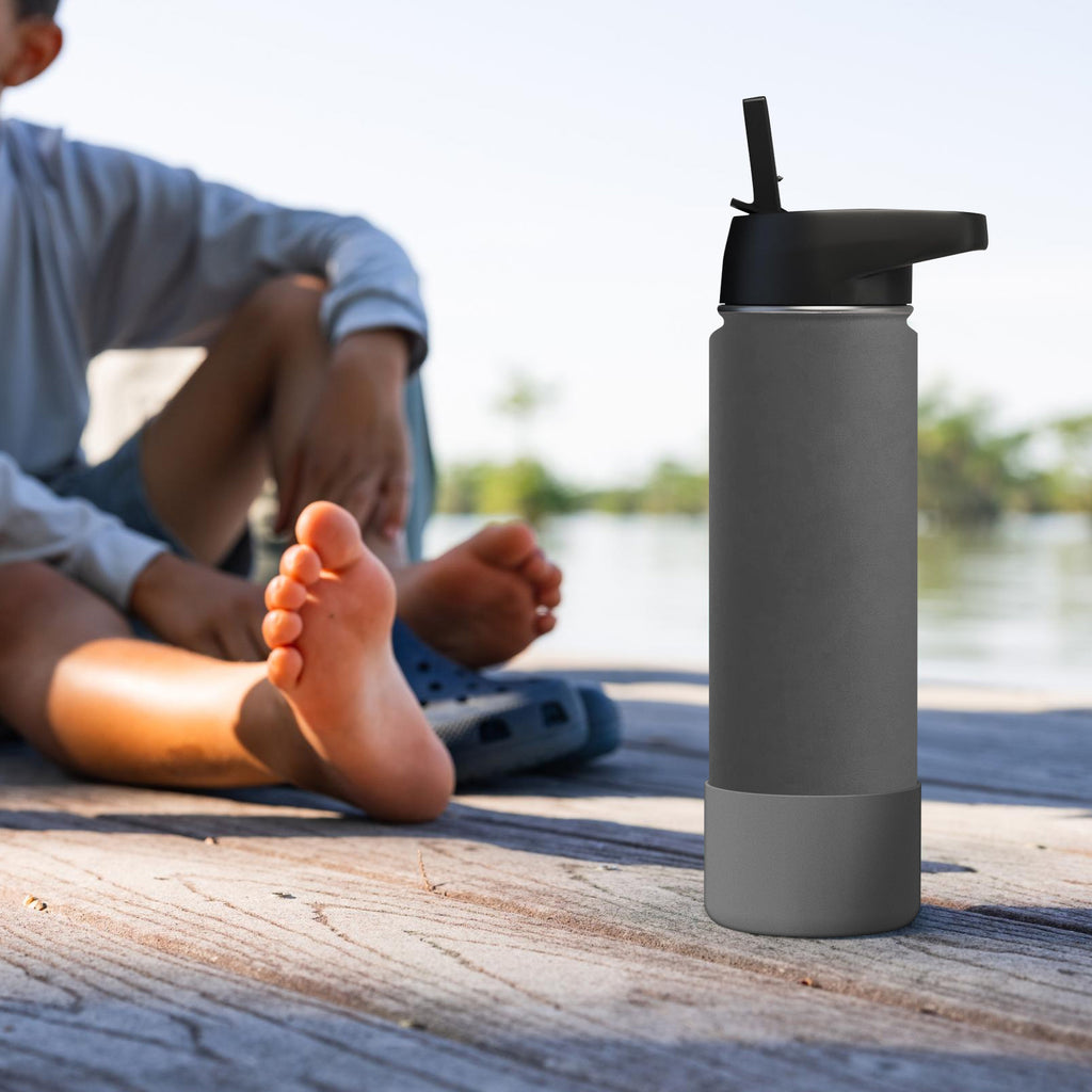 Linkidea 2 Pack Water Bottle Boot Compatible with IRON °FLASK Wide/Narrow Mouth 12oz/14oz/16oz/18oz/20oz/22oz/24oz, Silicone Bottle Bottom Sleeve Cover Bumper Protector (Stone)