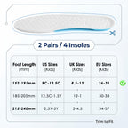 Linkidea 2 Pairs Memory Foam Sports Replacement Insoles for Kids, Cushioning & Support for Daily Use, Trim to Fit US 9C-13.5C, UK 8.5-13, EU 26-31