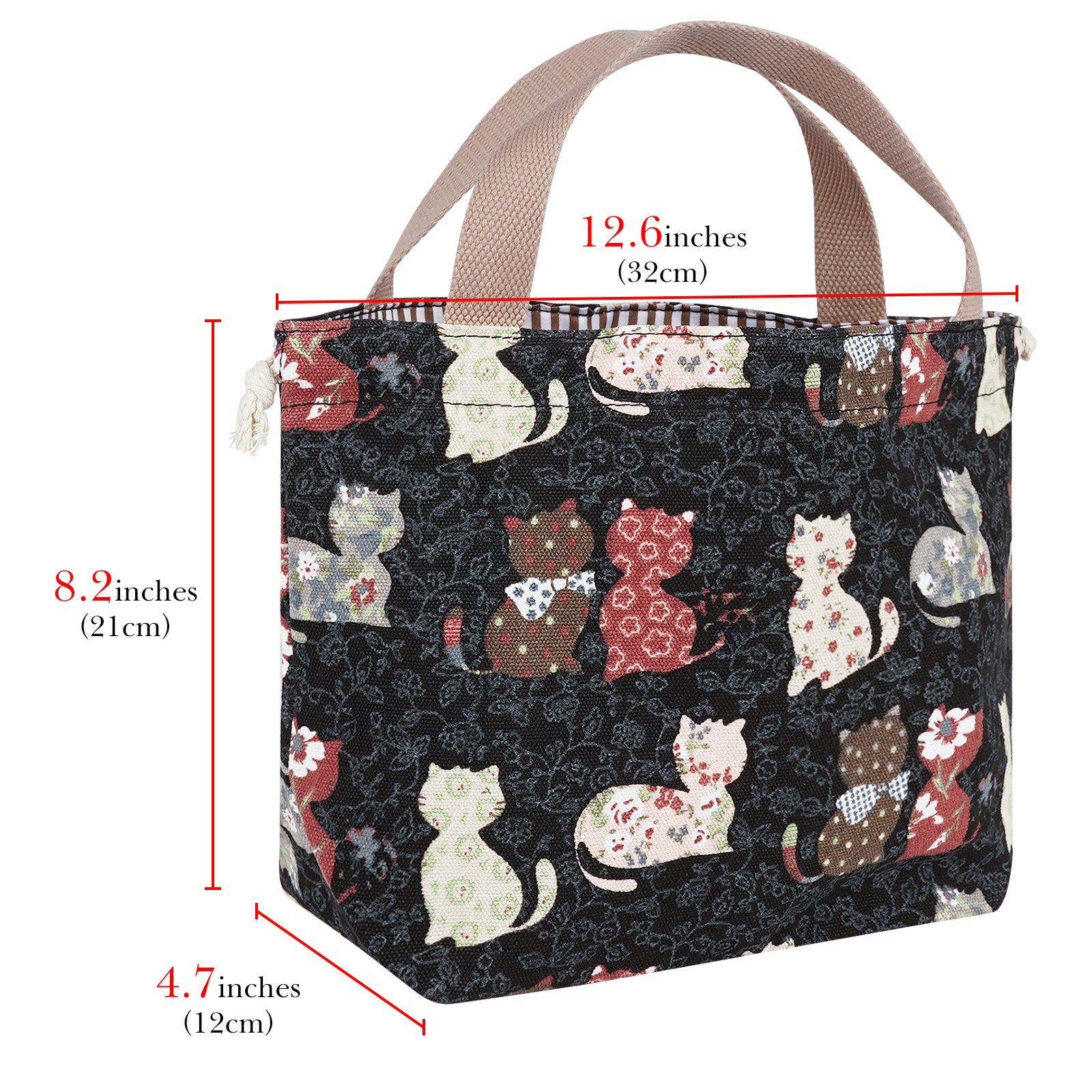 Linkidea Lunch Bag for Women, Portable Hand Held Insulation Lunch Bag, Small Lunch Bag for Travel Camp or Work, Compatible with ITERYN, ELLO, Bentoheaven, NaTraProw, Lunch Box (Black)
