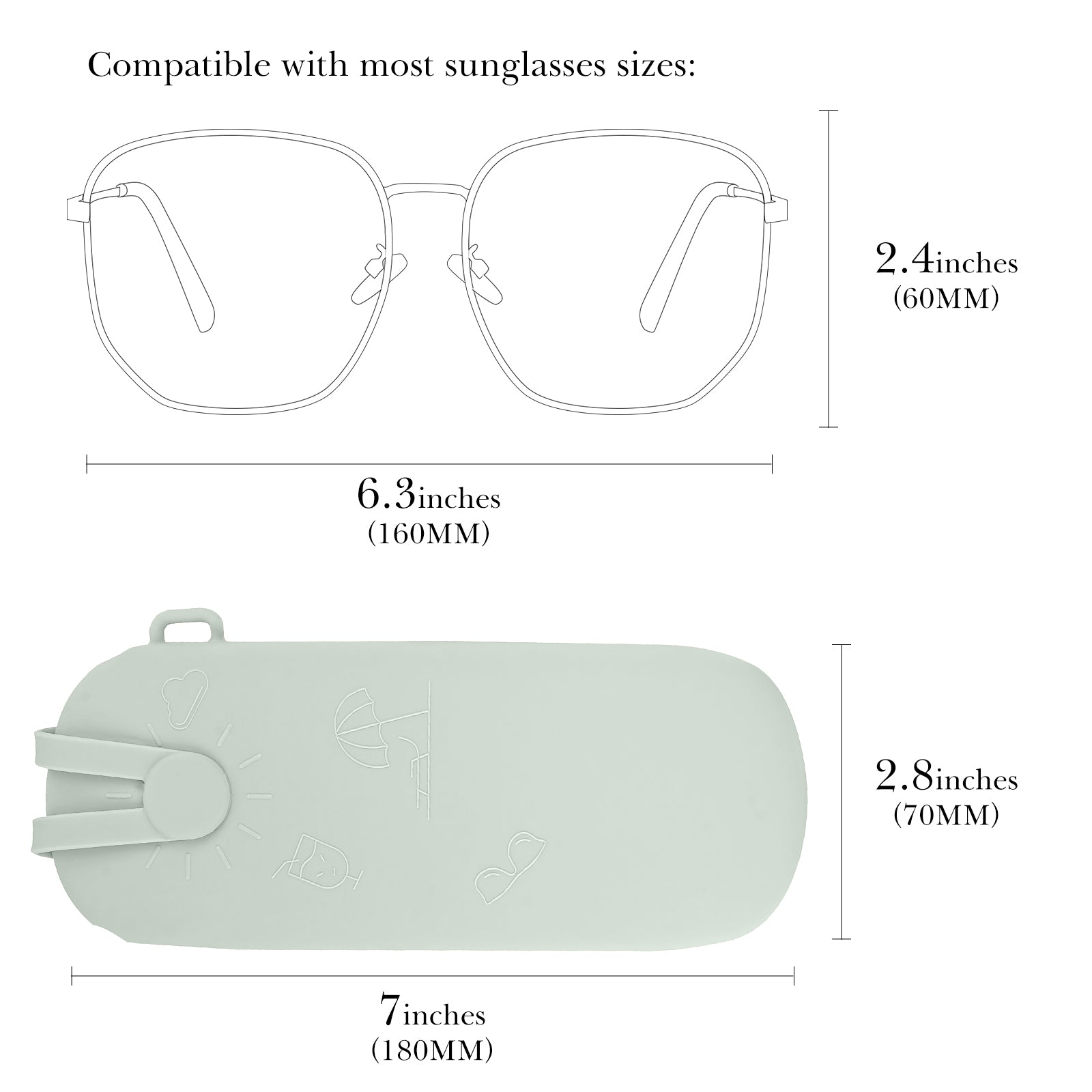 Extra Large Sunglasses Pouch Case, Silicone Oversized Sun Glasses Organizer Soft Bag Compatible with TOM FORD FT0965 FT0992 Gucci GG1105S GG1377S PR 29YS Runway (XXL, Green)