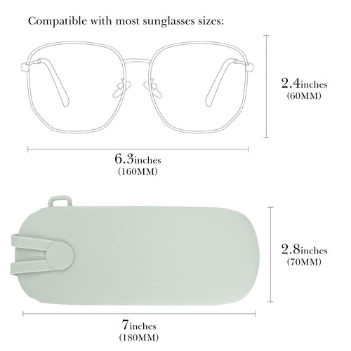Extra Large Sunglasses Pouch Case, Silicone Oversized Sun Glasses Organizer Soft Bag Compatible with TOM FORD FT0965 FT0992 Gucci GG1105S GG1377S PR 29YS Runway (XXL, Green)
