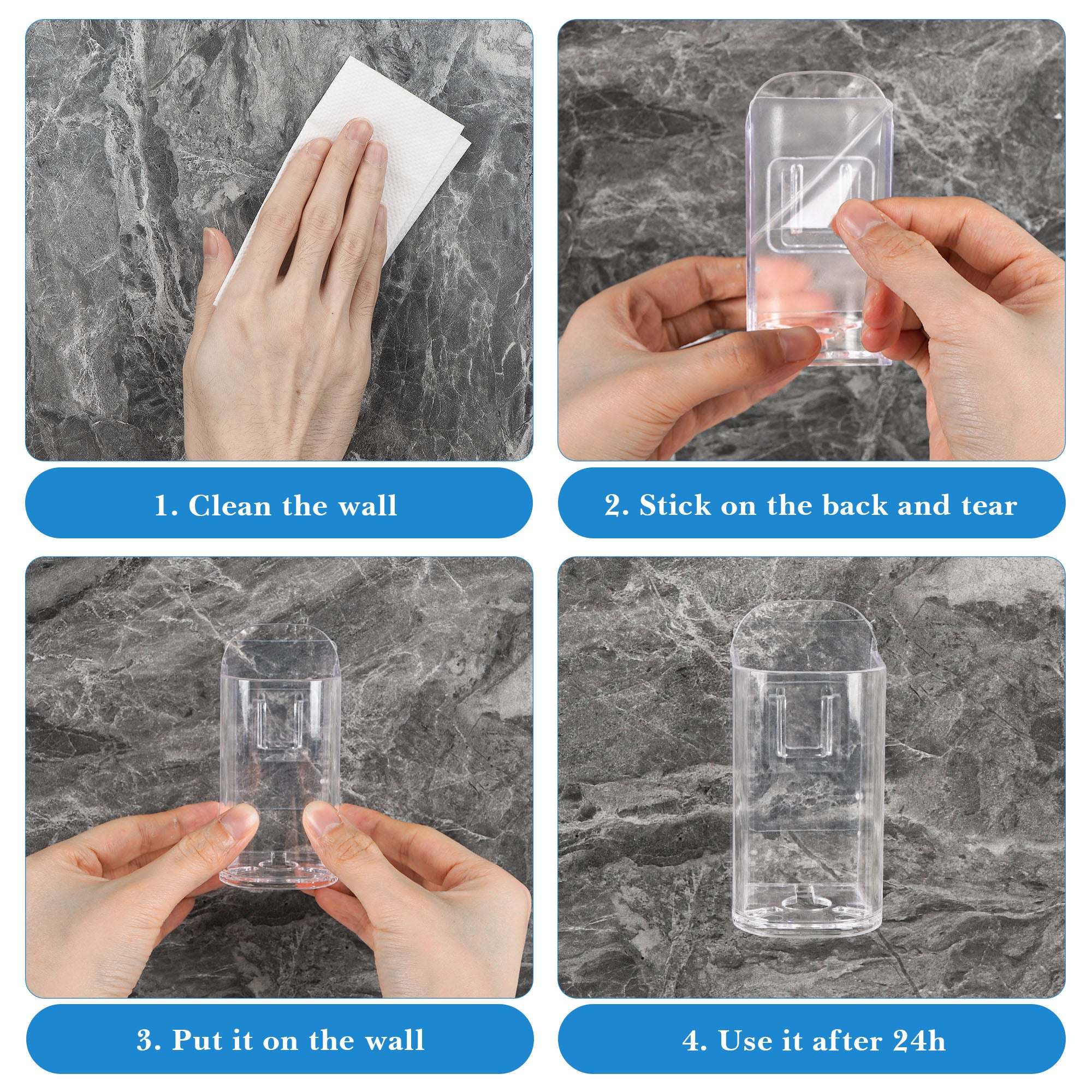 Linkidea Wall Mount Electric Toothbrush Holder for Shower, Plastic Power Brush Hanger, Self Adhesive Organizer Compatible with Oral-B iO Series, Philip Sonicare ProtectiveClean (Clear)
