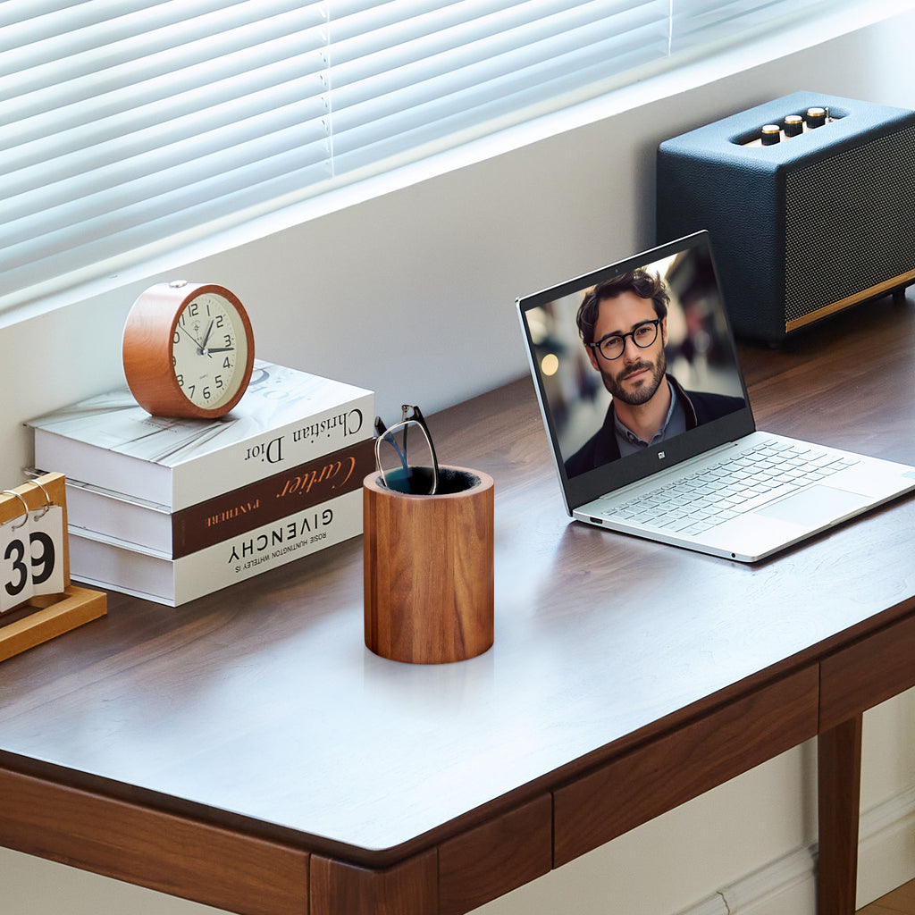 Eyeglasses Desk Holder Stand, Wood Reading Glasses Holder for Nightstand Plush Lined, Glasses Storage Compatible with Muse Eloquence Decode Ottoto Ellsworth Weston Commander (Brown)