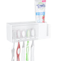 Linkidea 5-Slot Wall Mount Waterproof Toothbrush Holder for Bathroom, Plastic Organizer for Toothpaste, Compatible with Oral-B CrossAction, Colgate Renewal Manual Toothbrush (White)
