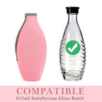 Linkidea 1 Pack Bottle Sleeve Compatible with SodaStream Glass Bottle Carafe, Insulated Neoprene Waterbottle Cover Holder with Zipper (Pink)