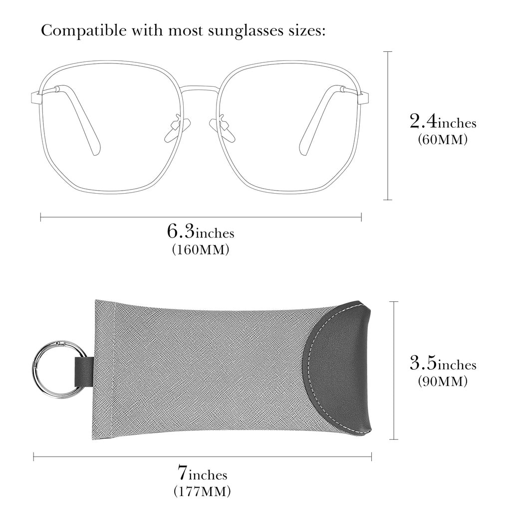 Linkidea Oversized Sunglasses Pouch, Large Frame Glasses Pouch for Sunglass, Eyeglasses Travel Bag Compatible with Rayban Aviator Titanium/Caravan Reverse/Various Brand Models (Grey)