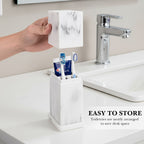 Linkidea Countertop Manual Toothbrush Holder with Lid, 3 Slots Brush and Toothpaste Stand for Bathroom, Dustproof Resin Organizer Compatible with Oral-B, Colgate, Reach Toothbrush (White)