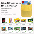 Linkidea 4 Pack Yellow Reusable Drawstring Gift Bags, Fabric Party Favor Bags for Birthday, Christmas, Holiday, Toy Storage Pouch for Building Blocks, Bricks, Goodie & Treat Bags (Yellow)