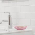 Linkidea 4 Pack Soap Dish with Drain, Silicone Bar Soap Holder for Bathroom, Flower Shape Soap Tray for Kitchen Sink