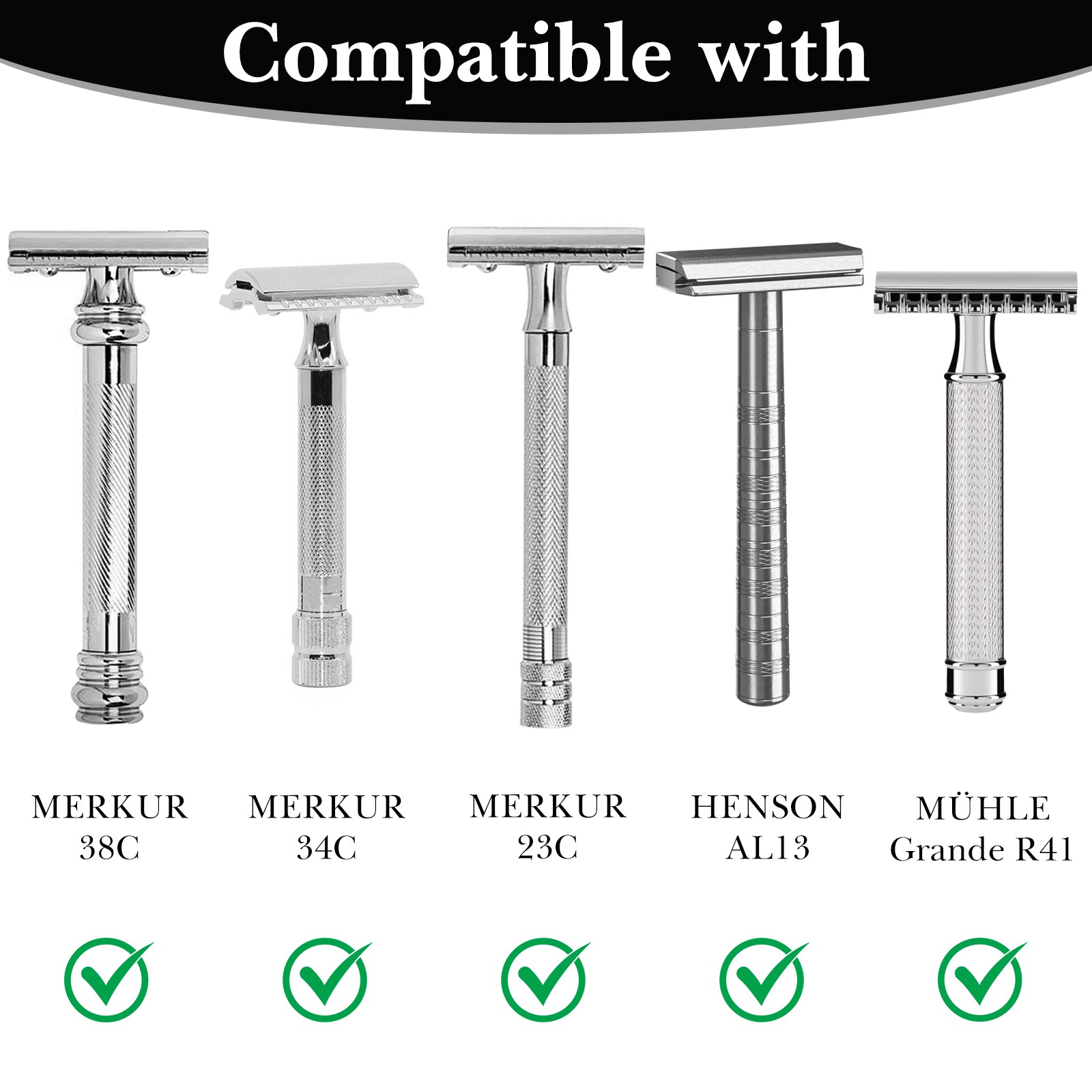 Linkidea Safety Razor Head Vegan Leather Cover, Double Edge Safety Razor Cover for Travel, Butterfly Razor Shaving Accessories Compatible with Merkur 34C Hd, 34C, 23C, Henson AL13 (Black)