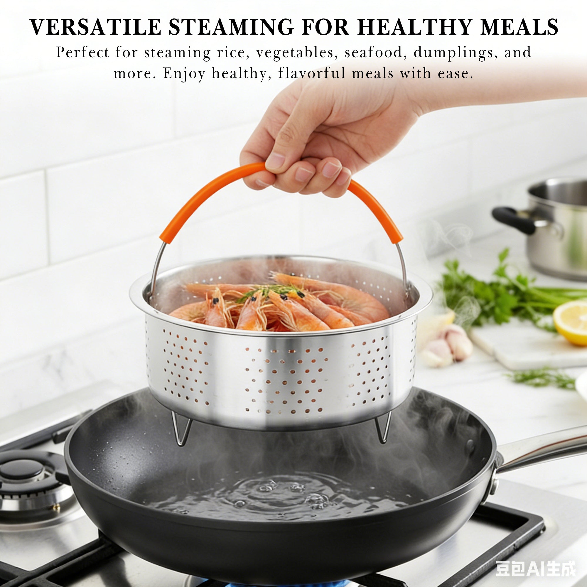 Linkidea 304 Stainless Steel Rice Steamer Insert with Stand, Compatible with AROMA ARC-954SBD, Rice Cooker Basket with Handles & Feet, Multi-Purpose Mesh Strainer for Cooking