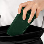 Extra Large Sunglasses Pouch Case, Green Vegan Leather Eyewear Organizer Soft Bag Compatible with Rayban RB4401D/RBS0101S/RB8097/RB8089/RB4098