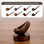 Linkidea Ebony Wood Smoking Pipe Stand, Portable Tobacco Pipe Holder Rack for Men, Wooden Rest Compatible with Most Pipes, Classic Smoking Accessories