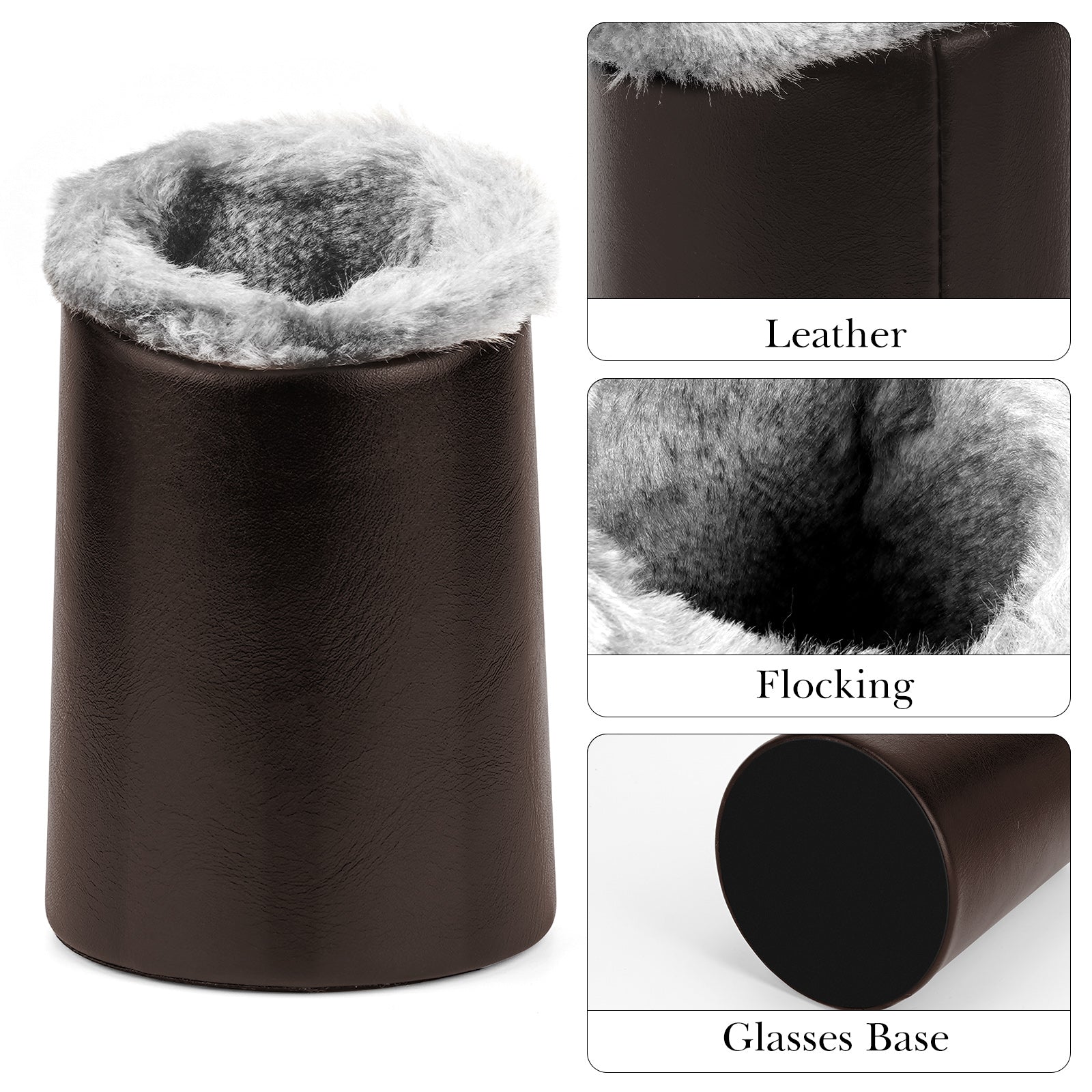 Extra Large Sunglasses Stand Compatible with Car Cup Holder, Plush Lined Vegan Leather Eyewear Storage, Scratch Protection (Brown)