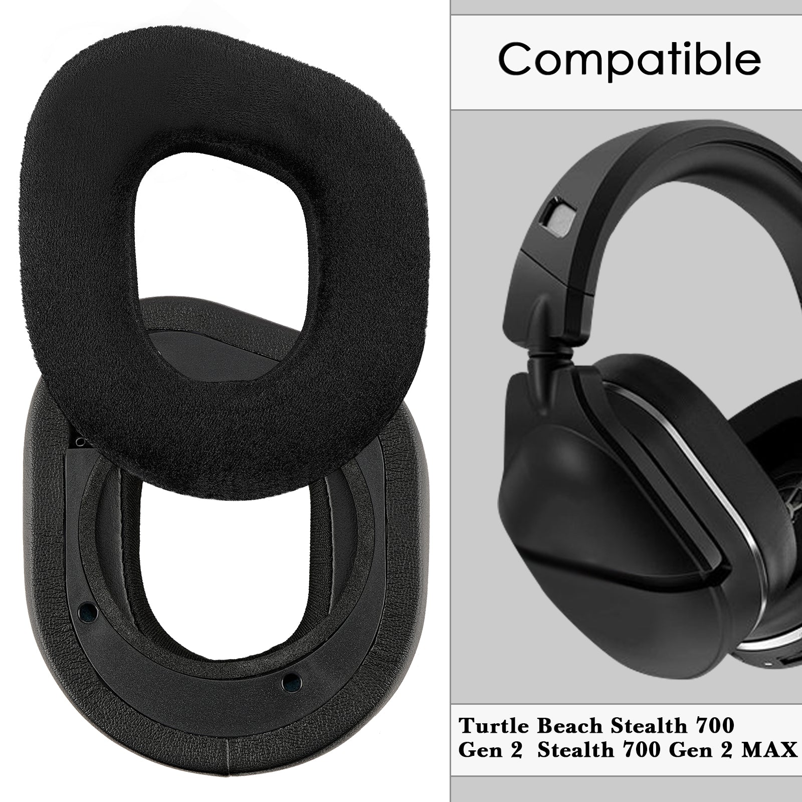 Linkidea Replacement Ear Pads for Turtle Beach Stealth 700 Gen2/Gen2 MAX Headphones, Ear Cushions ( Hybrid Velour / Black )