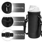 Linkidea Water Bottle Carrier with Strap Compatible with Kids FreeSip 16oz, Owala FreeSip Tritan 25oz, Neoprene Waterbottle Sling Bag Holder, Shoulder Strap, Black